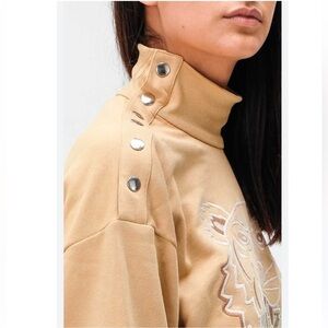 Kenzo Cotton Side Snaps Turtleneck Sweatshirt, Size L